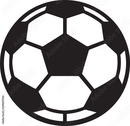 Obraz na płótnie Classic soccer ball icon with pentagonal pattern in bold black and white line design