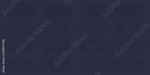 Fotografie Set of sixteen sacred geometry mandalas or symbols on a dark blue textured background