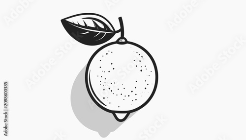 Black and white guava fruit illustration.