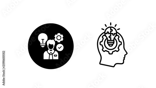 Minimal thinking icon isolated on transparent background. Modern PNG symbol for ideas, brainstorming, problem solving, UI, apps, websites and creative graphic design projects.