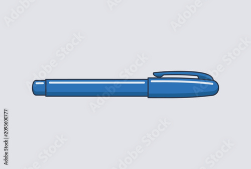 Photos Sleek blue retractable ballpoint pen with metallic accents