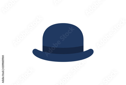 Photos A simple blue bowler hat icon on a white background