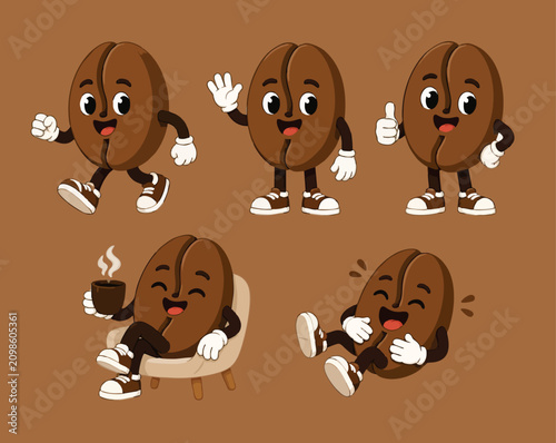 Canvas Print Coffee Bean Mascot Adobe Illustrator Artwork