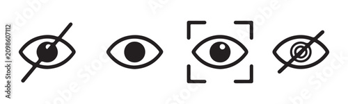 Quadro su tela Eye icon set featuring various viewing modes and security observation symbols for digital interface use