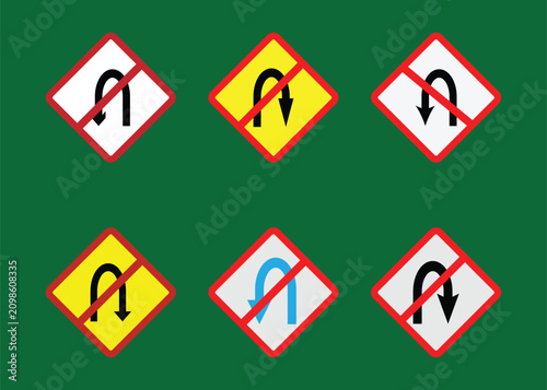 u turn prohibited Illustration