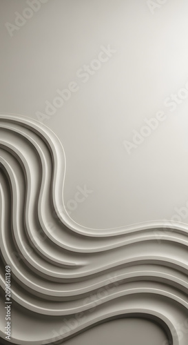 White vertical textured wall with abstract wave pattern.