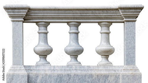 Vászonkép Ornate marble balustrade with classical balusters, isolated on transparent backg