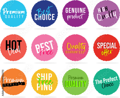 Set of Price tags. Promotional sale badge and retail paper stickers.