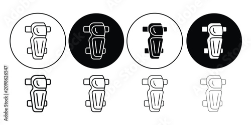 Canvastavla Collection of shin guard icons in outline and solid style representing protective sports equipment gear