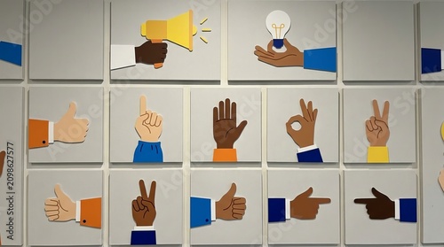 Modern Business Communication Hand Gestures Flat Design Illustration