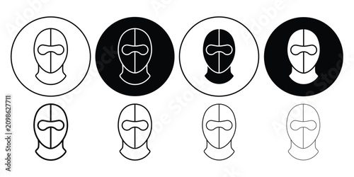Schilderij op canvas Professional set of balaclava icons, featuring flat and outline designs for modern graphic projects
