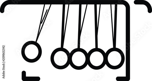 Newtons cradle demonstrating momentum and physics laws