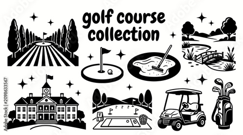 Tableau sur toile golf courses featuring fairways bunkers water hazards clubhouses practice ranges