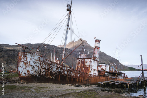 Canvastavla Abandoned whaling ship at the Guridviken whaling station in the South Georgia Is