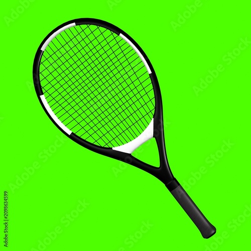 tennis racket, green background, 3d render