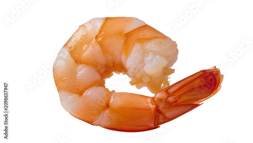 Foto Cooked shrimp with orange and white segments, isolated on transparent background