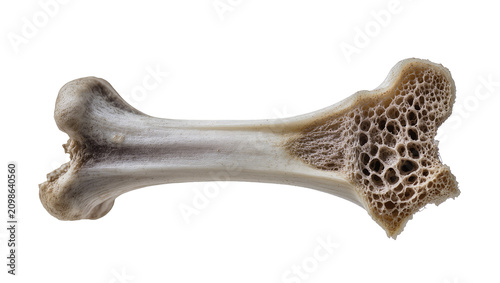 Foto Animal bone with porous spongy bone structure, isolated on transparent backgroun