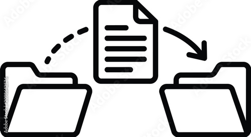 Fotografía Document moving from one folder to another symbolizing data transfer