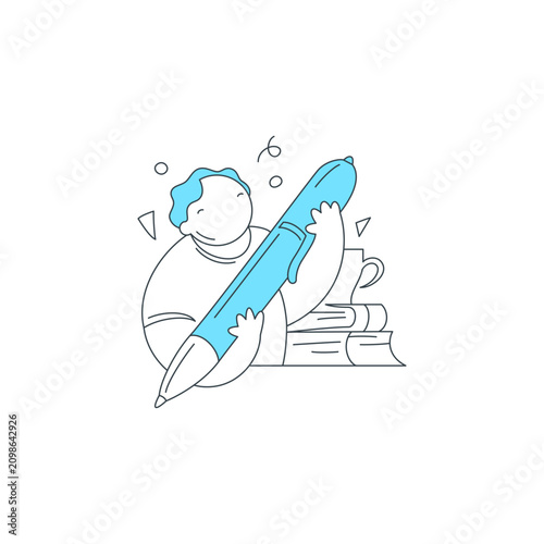 A vector illustration for education. People engaged in creative writing and storytelling. A concept for inspiration, authorship, and gaining knowledge. An icon for learning and self-expression