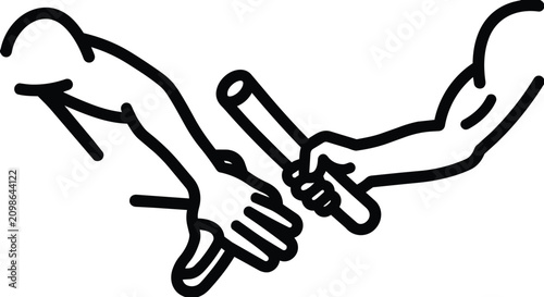 Photography Relay race baton handoff between two athletes hands
