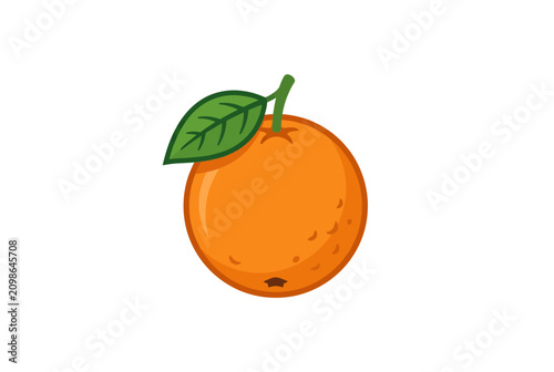 Bild auf Leinwand Fresh orange fruit with green leaf