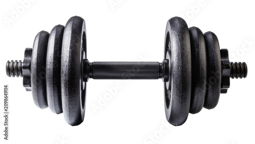 Canvastavla Adjustable black dumbbell with textured grip, isolated on transparent background