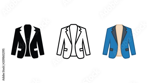 Photos Three different colored suit jackets icons on white background  business attire