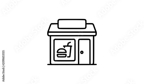 Fast Food Restaurant Outline Vector Icon for Dining and Takeaway