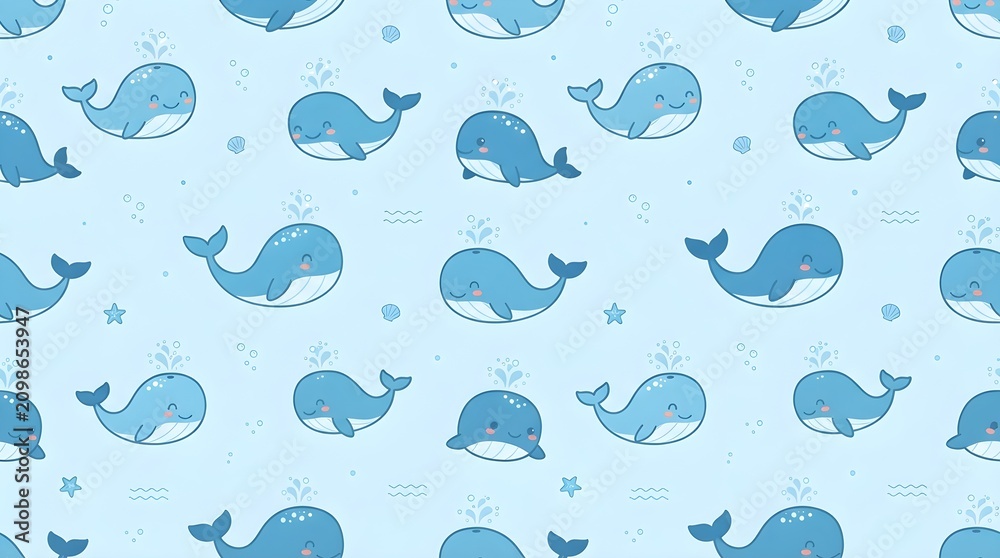 Fototapeta premium seamless pattern with whale