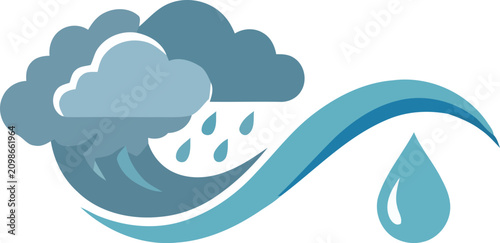 Tableau sur toile Weather icons representing rainstorm and wave with water drop, meteorological fo