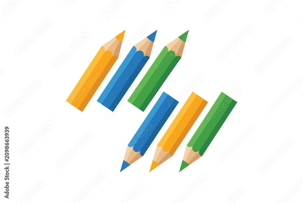 Fototapeta premium Colorful pencils arranged diagonally on a clean white background