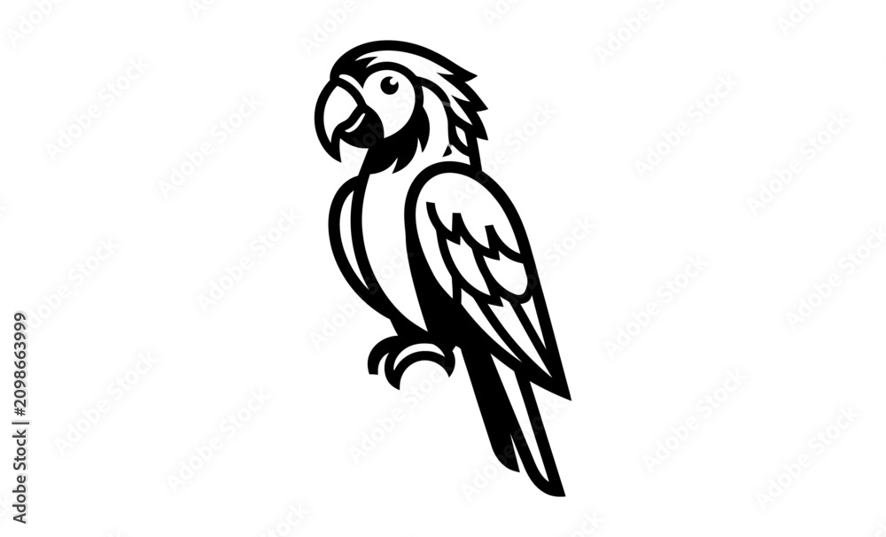 Fototapeta premium Minimalist Parrot Silhouette Vector Illustration