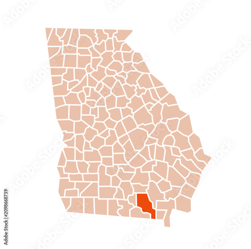 Foto Clinch County Highlighted on Georgia State Vector Map