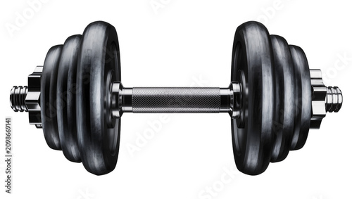 Quadro su tela Heavy metal adjustable dumbbell with textured grip, isolated on transparent back