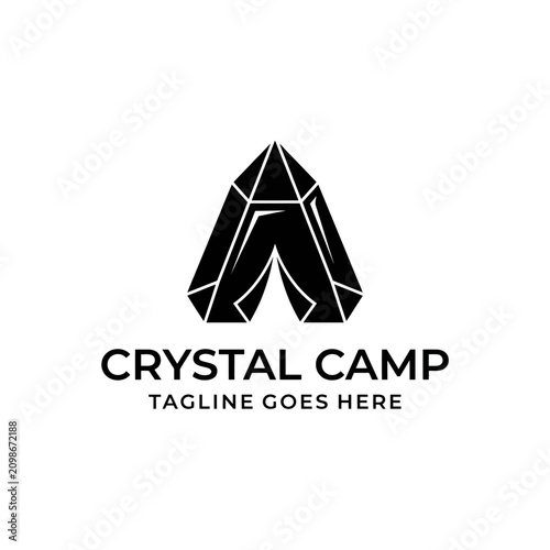 Unique gem-style tent icon for outdoor adventure and glamping.