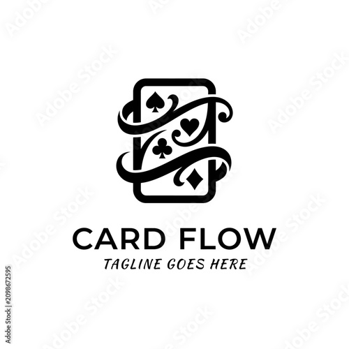 Swirling card motifs for gaming, entertainment, and casino hospitality branding.
