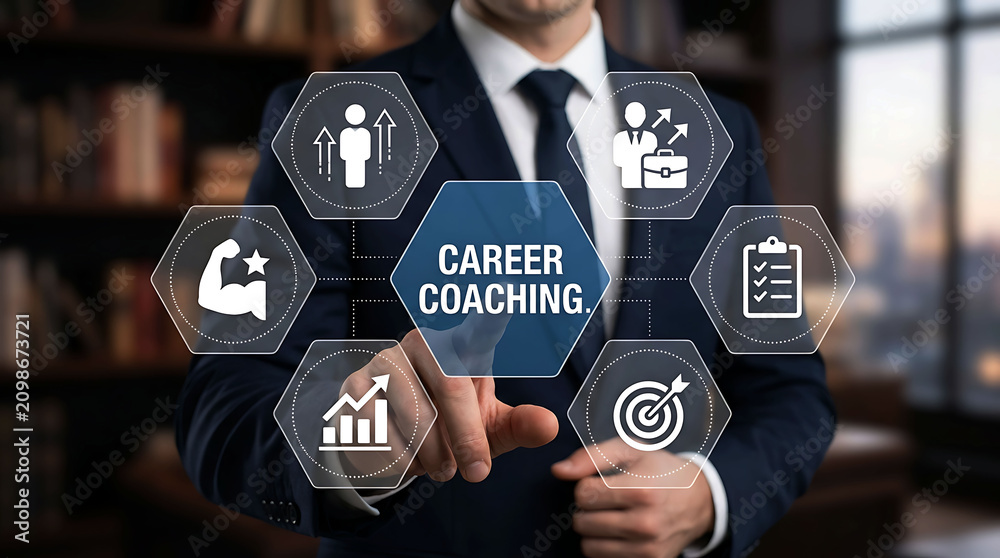 Fototapeta premium Career Coaching Professional Development Leadership Growth Success Strategy Concept