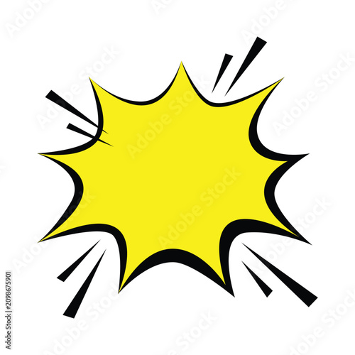 Comic Style Yellow Speech Bubble Explosion Banner with Dynamic Pop Art Burst Design