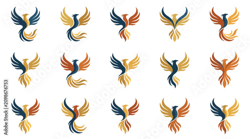 Foto Colorful Phoenix Birds Flying.