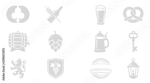 Schilderij op canvas Beer and Brewery Symbols.