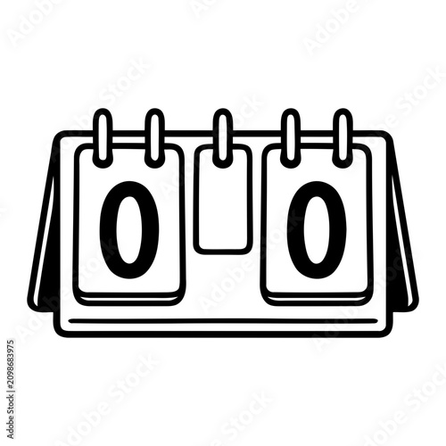 Simple black and white flip scoreboard with zero scores.