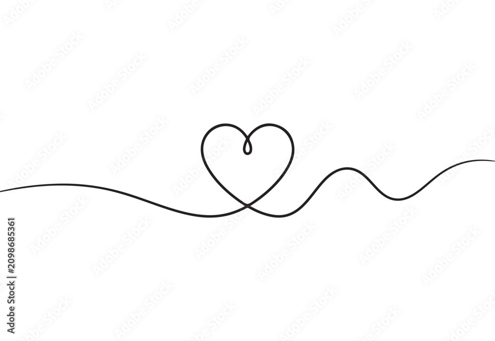 Fototapeta premium Simple black heart line art on white background