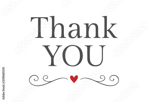 Thank you message with heart and swirls
