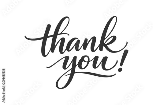 Black thank you message in elegant cursive script