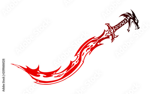 Fotografija Red dragon design curved blade icon