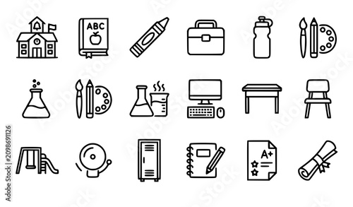 Fotografía Elementary School Line Icon Bundle Editable Vector For Classroom And Kids