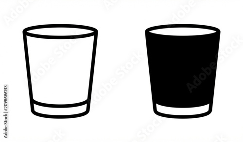 Glass Icon Set Outline and Solid Vector