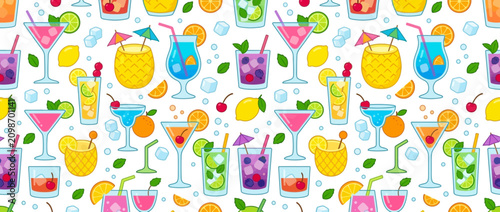 Foto Summer Cocktail Pattern - Refreshing Drinks, Fruits, and Tropical Vibes