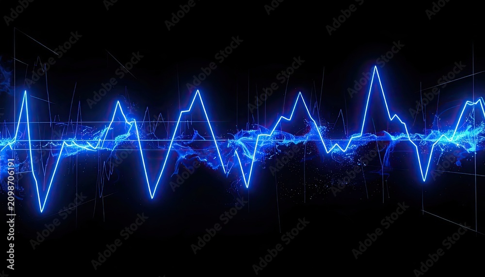 Fototapeta premium Dynamic Blue Digital Sound Wave Background. Abstract Futuristic Energy Glow. Technology Concept.