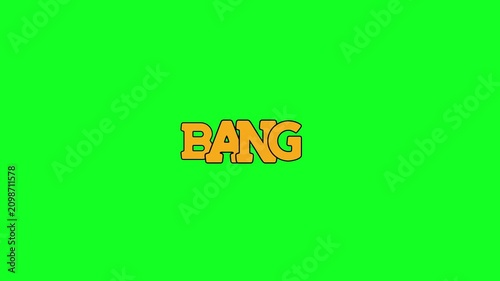 Comic Book Bang Text Effect Animated Across Green Screen Footage